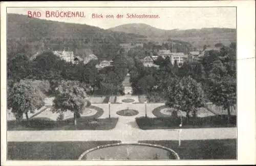 Ak Bad Brückenau im Sinntal Unterfranken, Blick von der Schlossterrasse