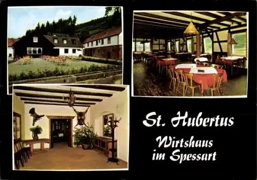 Ak Windheim Hafenlohr im Spessart Unterfranken, St. Hubertus, Wirtshaus im Spessart
