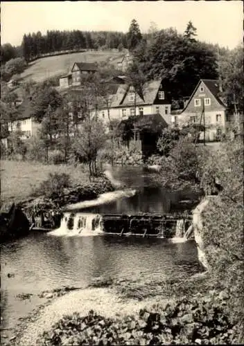 Ak Meuselbach Schwarzmühle Schwarzatal in Thüringen, Teilansicht, Wehr
