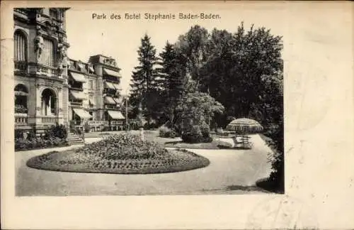 Ak Baden Baden am Schwarzwald, Park des Hotel Stephanie