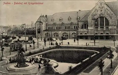 Ak Aachen, Bahnhof, Kriegerdenkmal