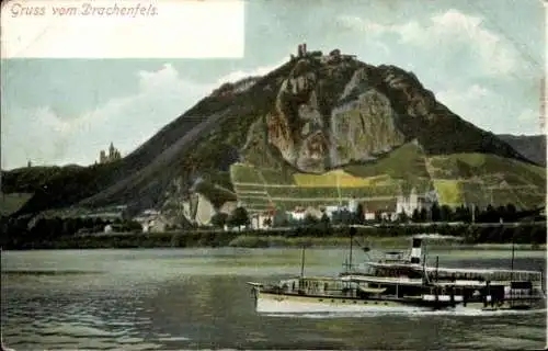 Ak Königswinter am Rhein, Drachenfels, Dampfer