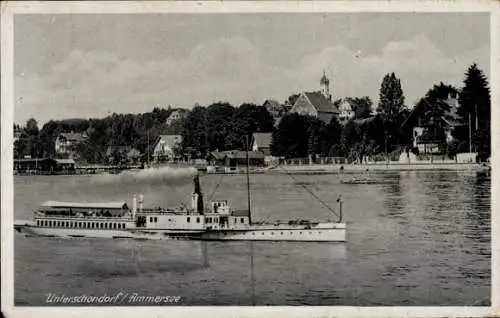 Ak Unterschondorf Schondorf am Ammersee Oberbayern, Dampfschiff