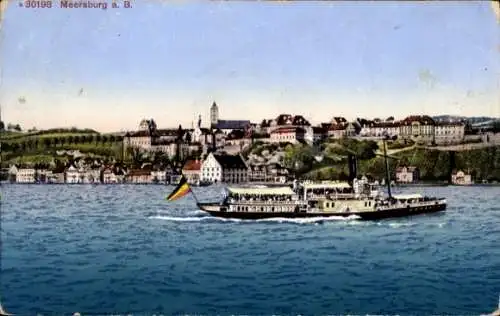 Ak Meersburg am Bodensee, Dampfschiff, Panorama