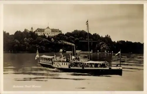 Ak Insel Mainau im Bodensee, Dampfschiff, Teilansicht
