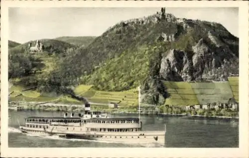 Ak Königswinter am Rhein, Drachenfels, Drachenburg, Dampfschiff