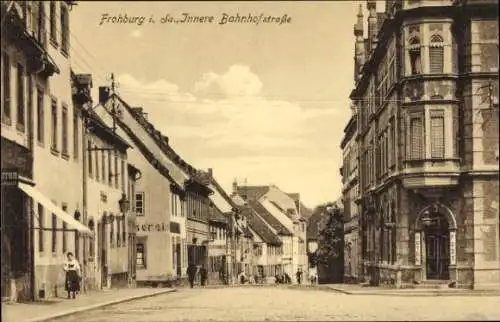 Ak Frohburg in Sachsen, Innere Bahnhofstraße, Hotel Post, Bäckerei