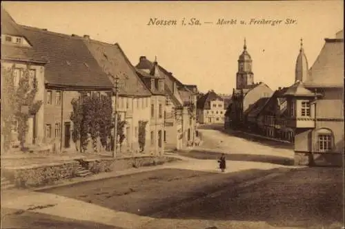 Ak Nossen in Sachsen, Markt u. Freiberger Straße