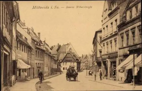 Ak Mittweida in Sachsen, Innere Weberstraße, Geschäfte
