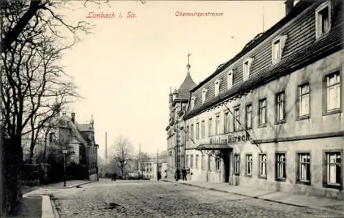 Ak Limbach in Sachsen, Chemnitzer Straße, Hotel zum Hirsch