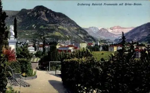 Ak Gries Bozen Bolzano Südtirol, Erzherzog Heinrich Promenade