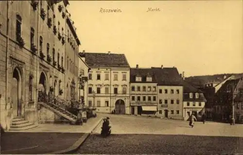 Ak Roßwein in Sachsen, Markt