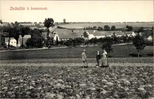 Ak Zscheilitz Lommatzsch Sachsen, Totalansicht, Anwohner