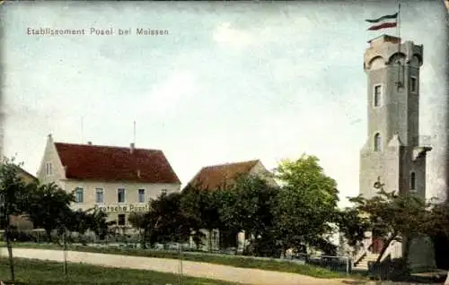 Ak Meißen an der Elbe, Etablissement Posel, Turm