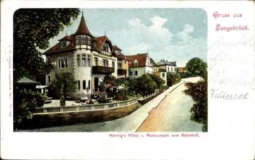 Ak Langebrück in Sachsen, Hennig's Hotel und Restaurant zum Bahnhof