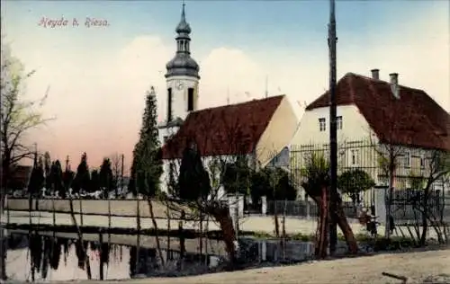 Ak Heyda Hirschstein Sachsen, Kirche