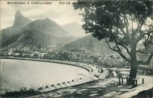 Ak Botafogo Rio de Janeiro Brasilien, Corcovado