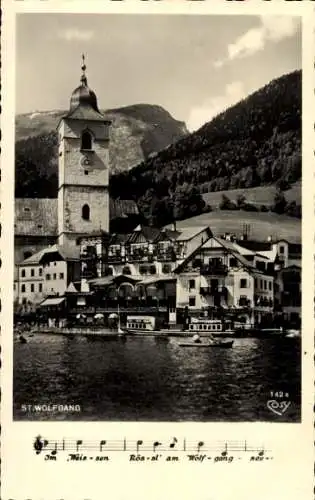 Ak St. Wolfgang im Salzkammergut Oberösterreich, Blick zum See Café Mondsee