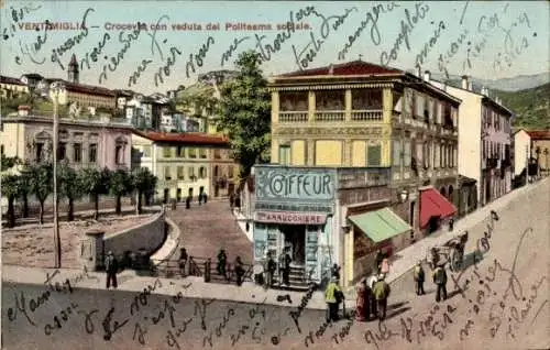 Ak Ventimiglia Liguria, Straßenpartie, Friseur