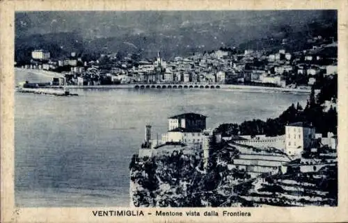 Ak Ventimiglia Liguria, Mentone vista dalla Frontiera