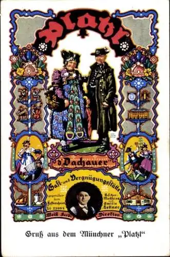 Künstler Ak Obermeier, Otto, München Bayern, Münchner Platzl, Gast und Vergnügungsstätte, Dachauer