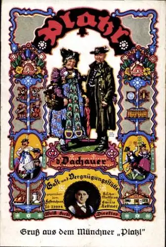 Künstler Ak Obermeier, Otto, München Bayern, Münchner Platzl, Gast und Vergnügungsstätte, Dachauer