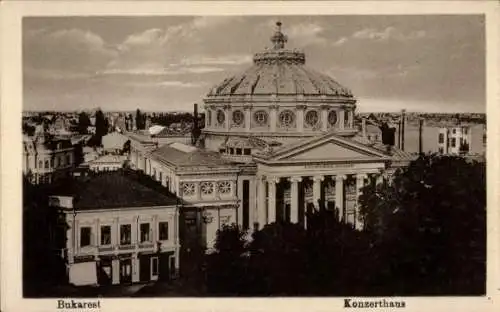 Ak București Bukarest Rumänien, Blick auf das Konzerthaus, Geschäft C. Kurtz