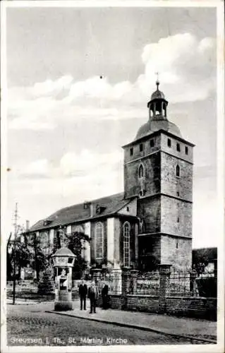 Ak Greußen Thüringen, St. Martini Kirche, Litfaßsäule