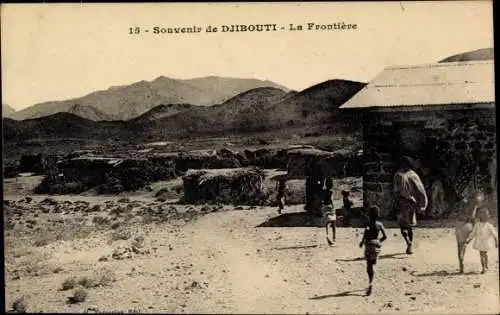 Ak Djibouti Dschibuti Afrika, La Frontière, maison, des enfants