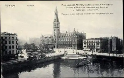 Ak Hamburg, Blick auf das Neue Rathaus mit Ehrenhof