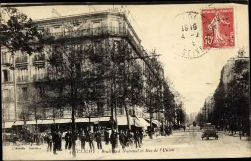 Ak Clichy Hauts de Seine, Boulevard National et Rue de l´Union