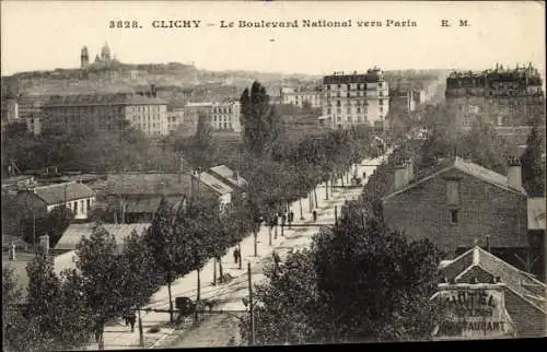 Ak Clichy Hauts de Seine, Boulevard National vers Paris