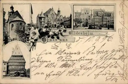 Ak Hildesheim, Dom, Rosenstock, Rathaus, Tempelherrenhaus, Haus Wittekind, Knochenhaueramtshaus