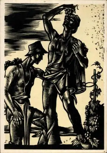 Künstler Ak zum Tobel, Hedwig, Die Jahreszeiten, Herbst, Allegorie, Weinlese