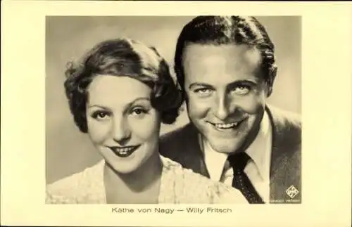 Ak Schauspieler Willy Fritsch und Käthe von Nagy, Portrait, Ufa Film