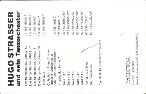 Ak Musiker Hugo Strasser und sein Tanzorchester, Autogramm