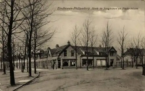 Ak Philipsdorp Eindhoven Nordbrabant Niederlande, Hoek de Jonghlaan und Frederiklaan