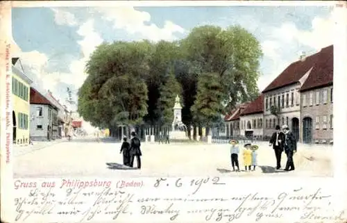 Ak Philippsburg in Baden Württemberg, Ortspartie