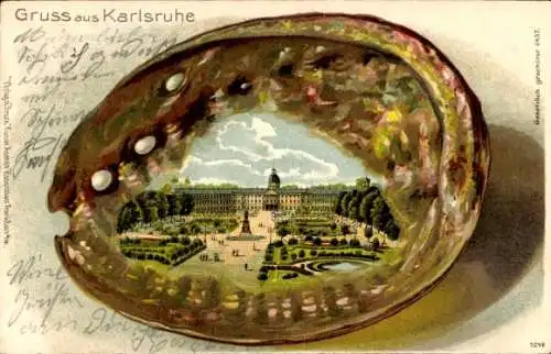 Präge Muschel Litho Karlsruhe in Baden Württemberg, Schloss