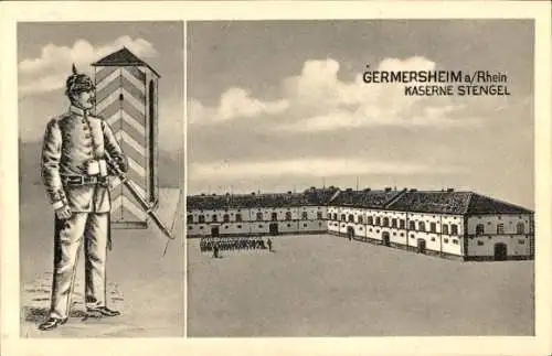 Ak Germersheim am Rhein, Blick auf die Kaserne Stengel