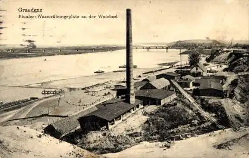 Ak Grudziądz Graudenz Westpreußen, Pionier Wasserübungsplatz an der Weichsel