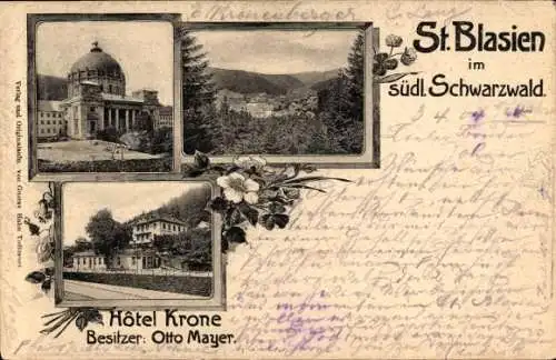 Ak Sankt Blasien im Schwarzwald, Hotel Krone, Panorama