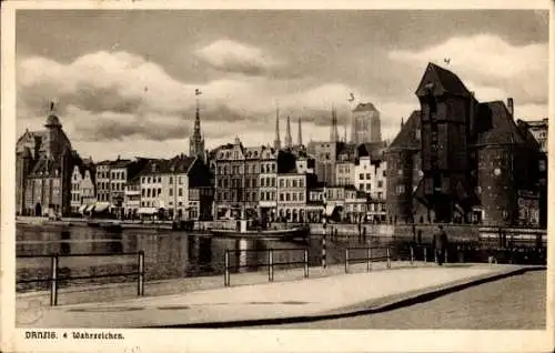 Ak Gdańsk Danzig, Vier Wahrzeichen, Krantor, Sternwarte