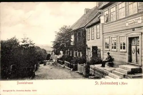 Ak Sankt Andreasberg Braunlage im Oberharz, Danielstraße, Pension August Kerl