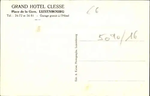 Ak Luxemburg, Grand Hotel Clesse, Place de la Gare