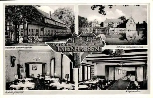 Ak Tatenhausen Bokel Halle in Westfalen, Gasthof Tatenhausen, Innenansicht, Kegelbahn, Schloss
