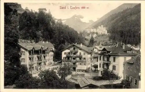 Ak Campo Tures Sand in Taufers Südtirol Italien, Panorama, Post Villa, Gasthof Elefant, Gasthof Post