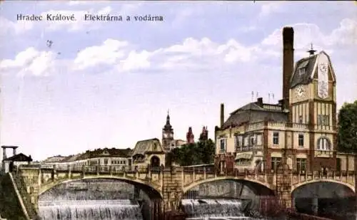 Ak Hradec Králové Königgrätz Stadt, Elektrarna a vodarna
