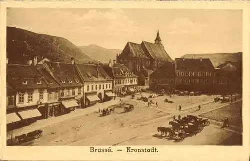 Ak Brașov Brassó Kronstadt Rumänien, Platz, Kirche
