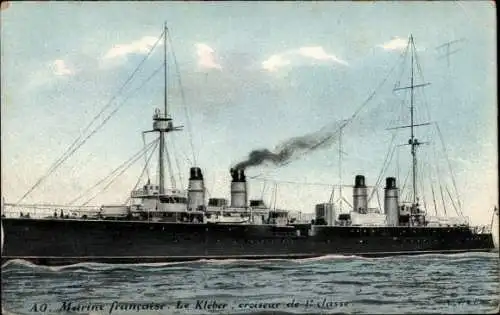 Ak Französisches Kriegsschiff Kleber, Croiseur de 1e classe, Geschützturm